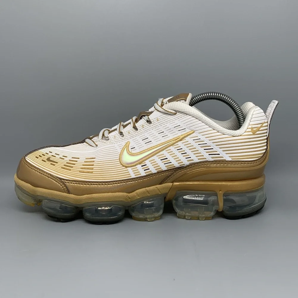 Nike Air Vapormax‎ 360 White Gold Running Shoes CK9671-101 Men's Sz 9.5